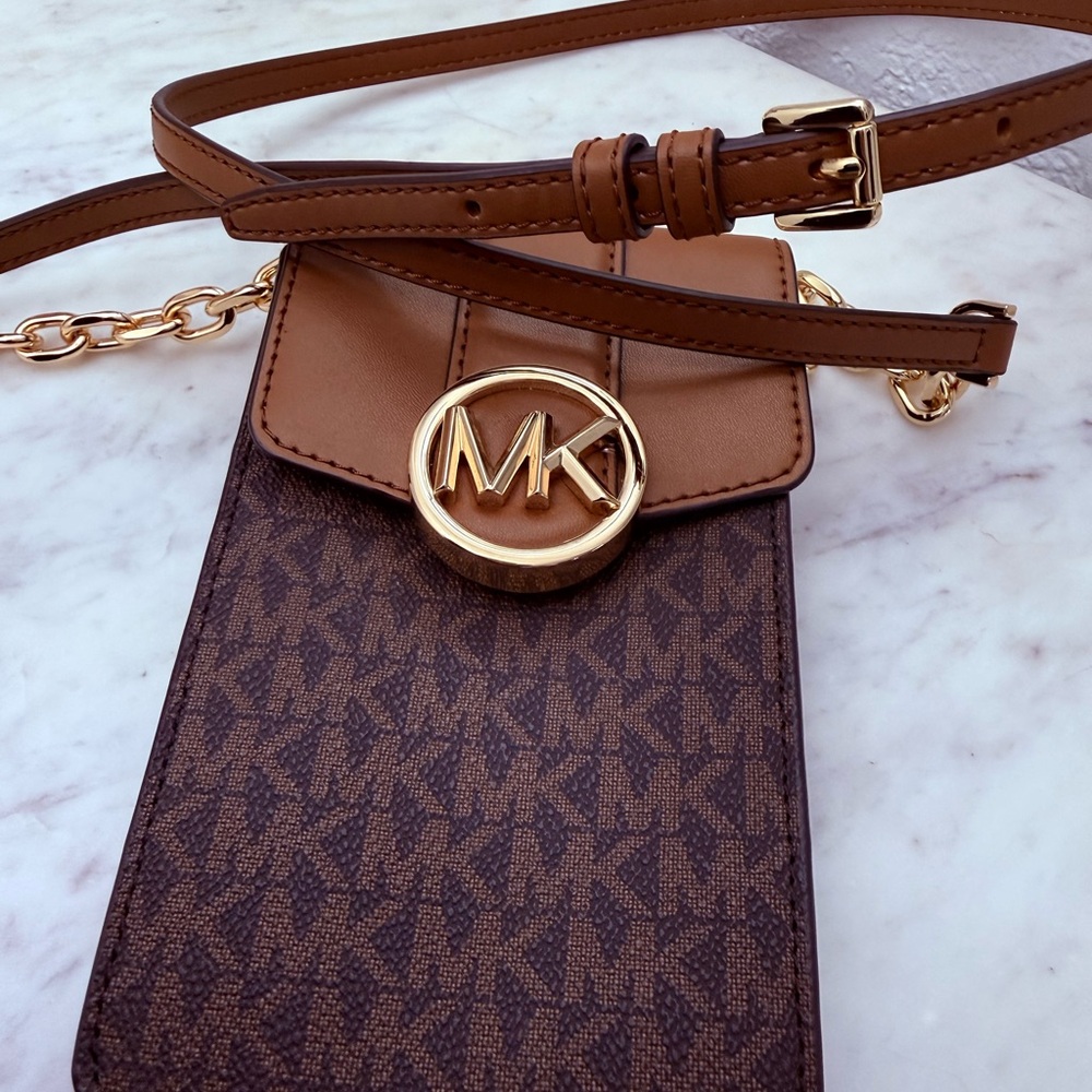 Michael Kors Tan and Brown Crossbody Bag